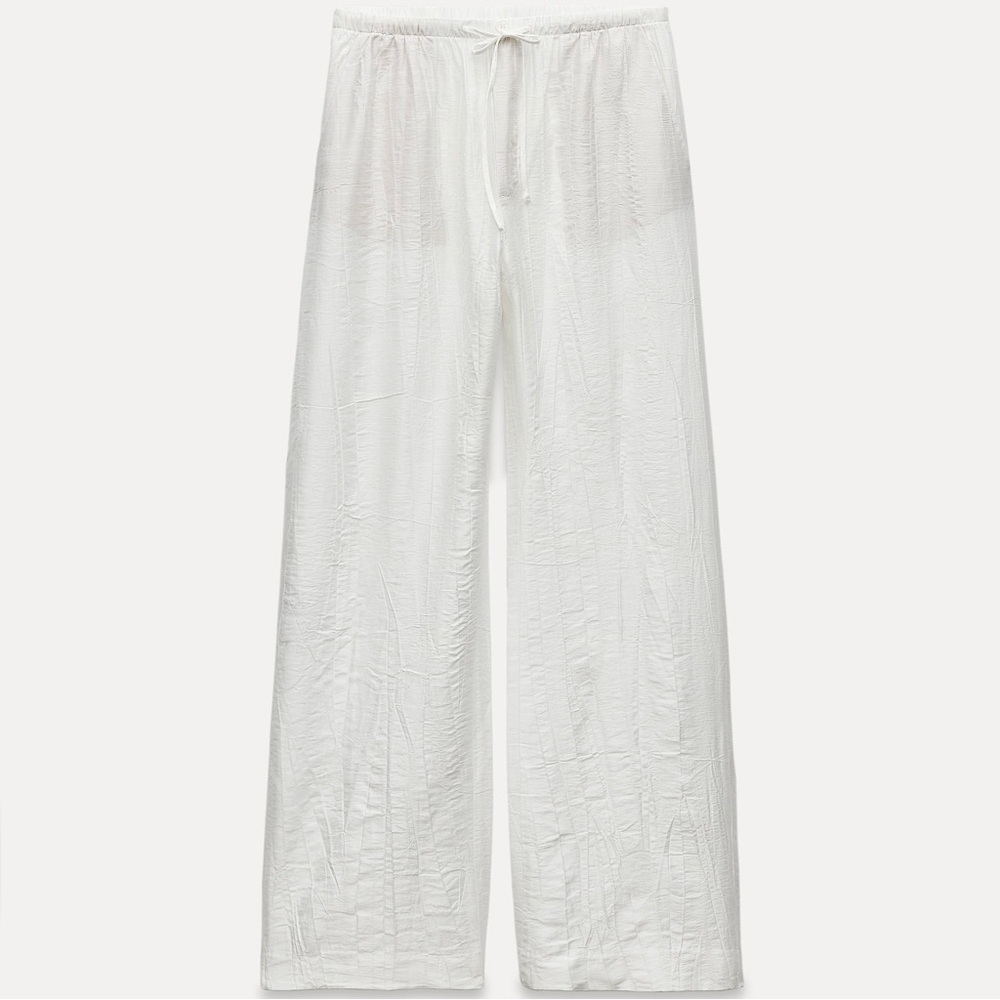 NEW ZARA White Wide-Leg Pants